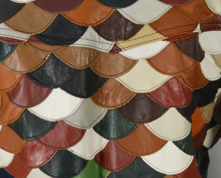 Vintage Fish Scales Patchwork Leather Jacket EBTH